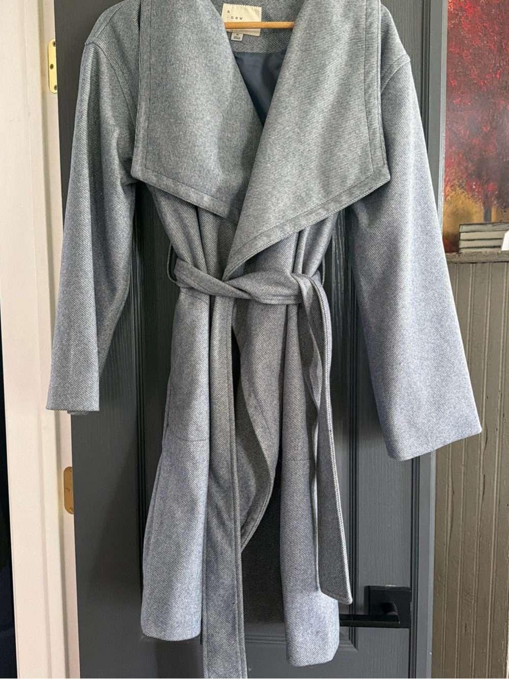 Light Blue Belted Wrap Coat - Women's M New Day